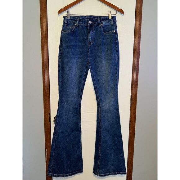 Rock & Roll High Rise Flare Jeans With Lace Up Back Size 28X34 - Picture 2 of 12